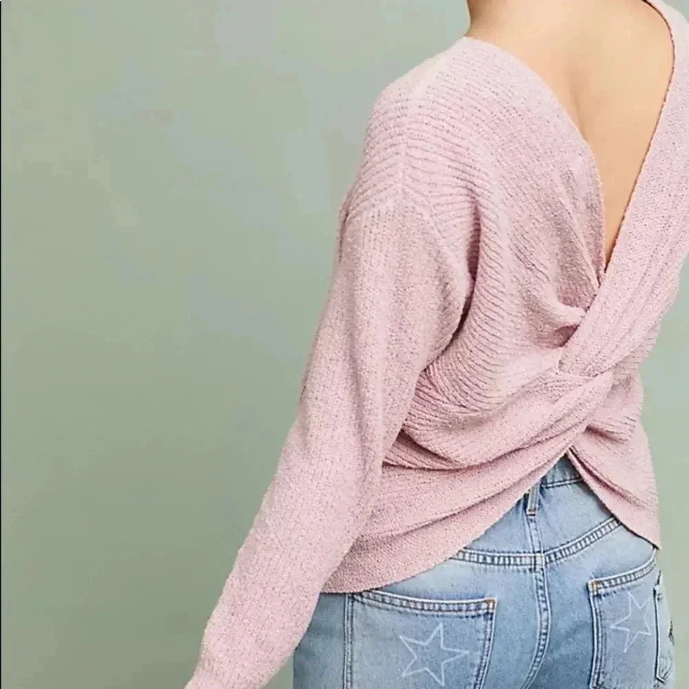 LINE & DOT NEW Anthropologie Knotted Back Twist Pullover Sweater - Picture 3 of 8